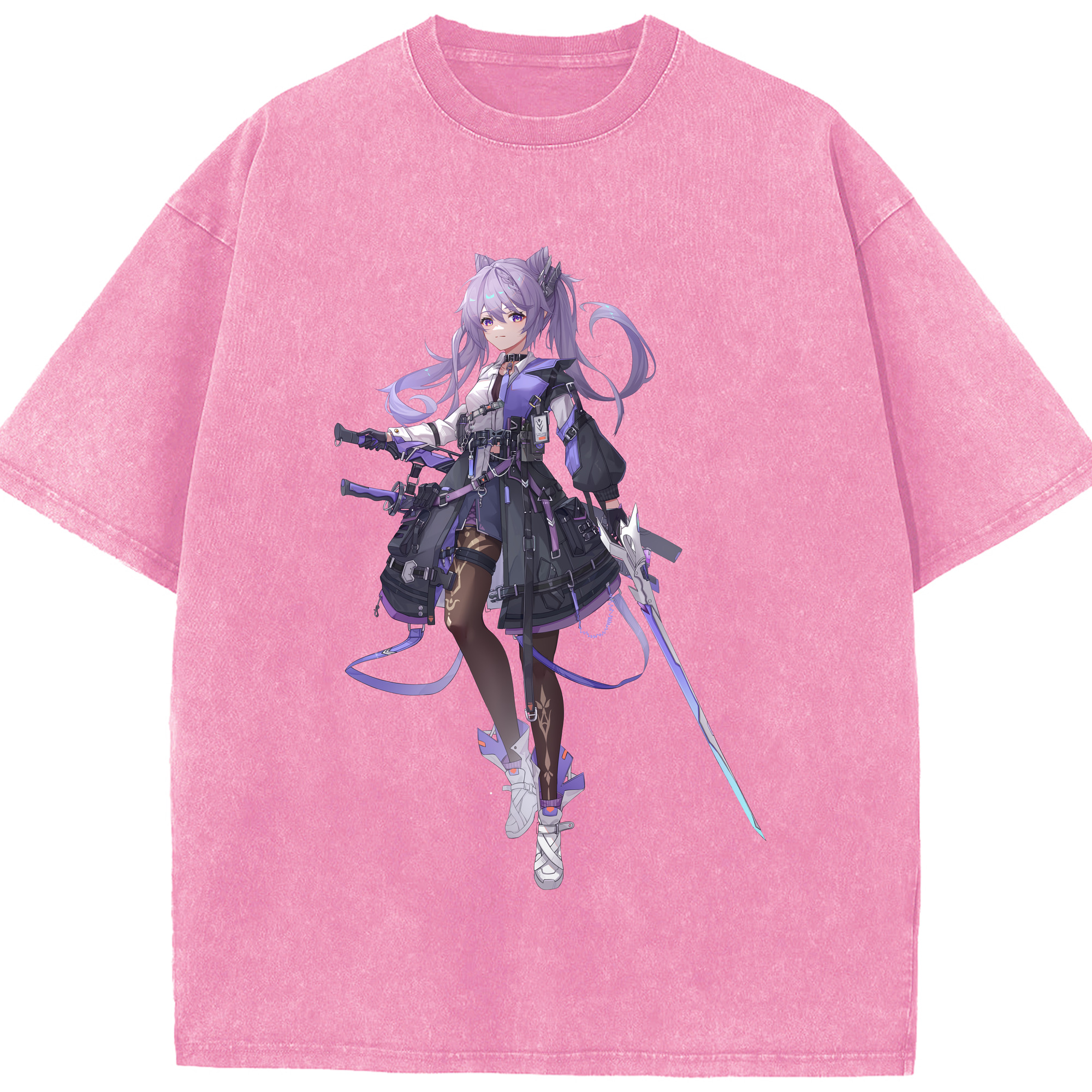げんし神 刻晴 こくせい genshin Kokusei 綿100% ヴィンテージ風 半袖Tシャツ（フロントプリント）